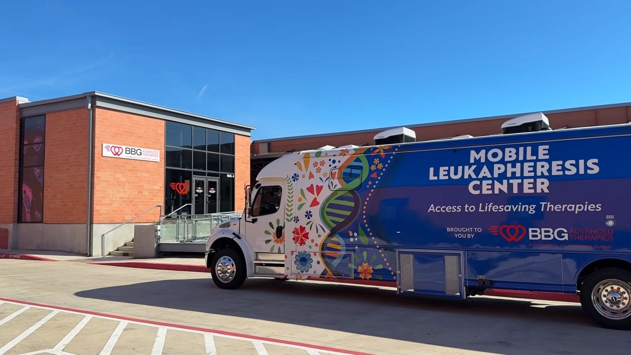 BBG Advanced Therapies Mobile Leukapheresis Center outside of BBG Advanced Therapies Manufacturing Facillities 